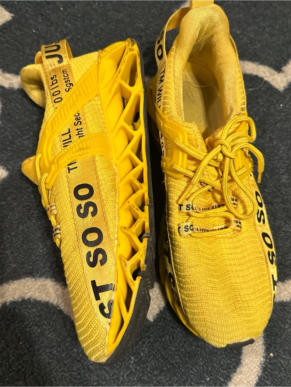 Yellow Kids Athletic Sneakers - Breathable Knit Running Shoes